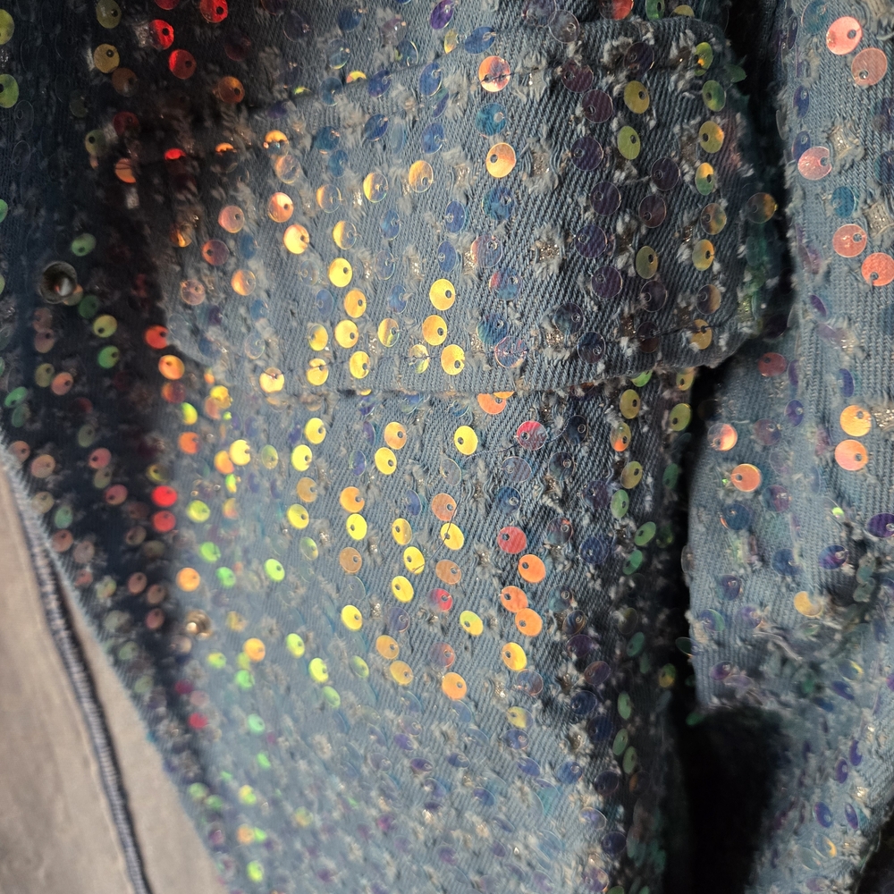 Hot & Delicious Blue Iridescent Sequin Jacket - Picture 4 of 9
